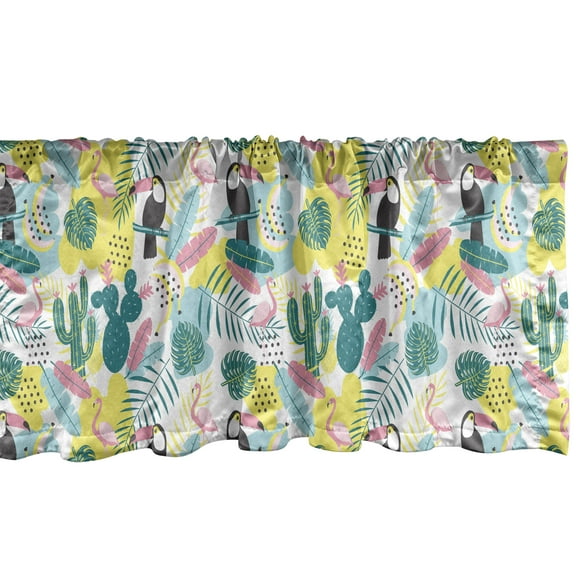Ambesonne Tropical Window Valance, Aloha Nature Birds Art, 54" X 12", Multicolor