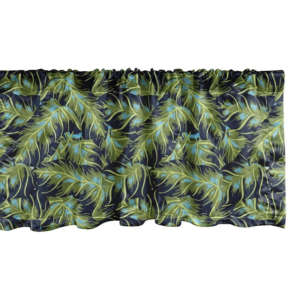 Ambesonne Tropical Window Valance, Banana Leaf Plants Pattern, 42" x 12", Olive Green Dark Blue