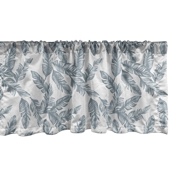 Ambesonne Tropical Window Valance, Banana Palm Leaves Pattern, 54" X 12", Slate Blue Pale Grey