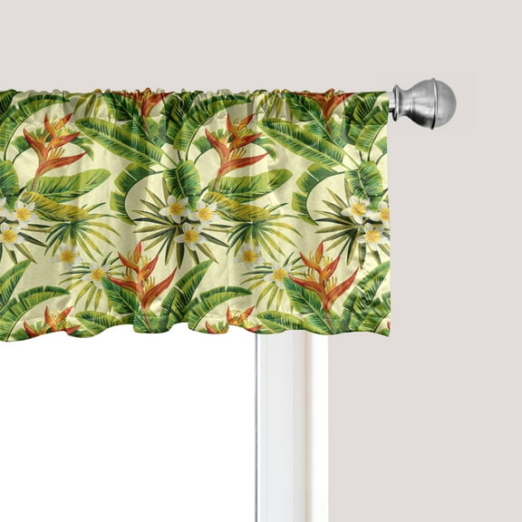 Ambesonne Tropical Window Valance, Exoitc Plumeria Blooms, 54" X 18", Multicolor