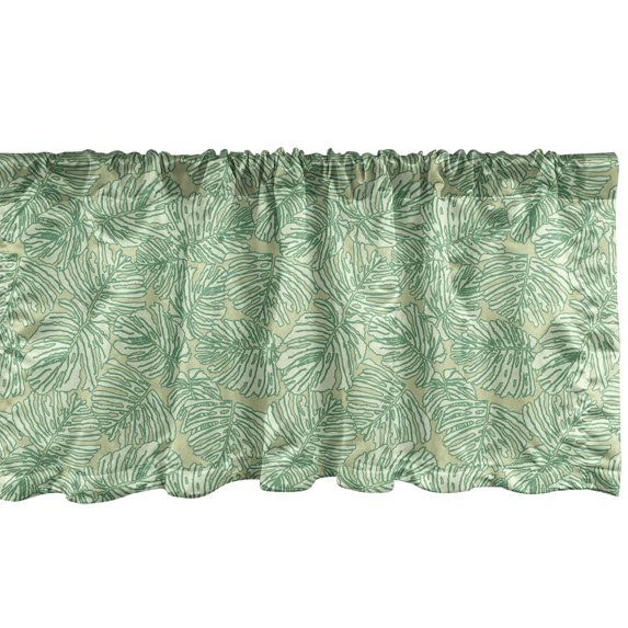 Ambesonne Tropical Window Valance, Hawaii Fern Leaves Art, 54" X 18", Pale Green and Jade Green