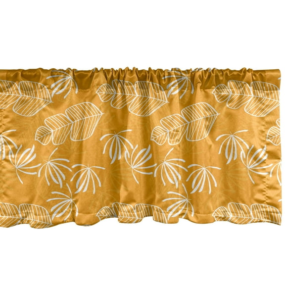 Ambesonne Tropical Window Valance, Hawaii Plantation Drawing, 54" X 18", Orange and White