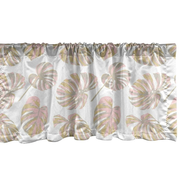 Ambesonne Tropical Window Valance, Hawaiian Flowers Motifs, 54" X 12", Rose and Khaki