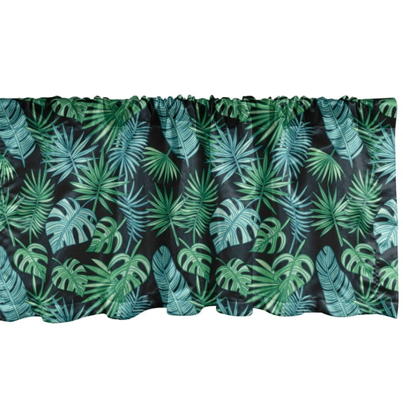 Ambesonne Tropical Window Valance, Hawaiian Island Leaves, 42" x 18", Seafoam Dark Teal