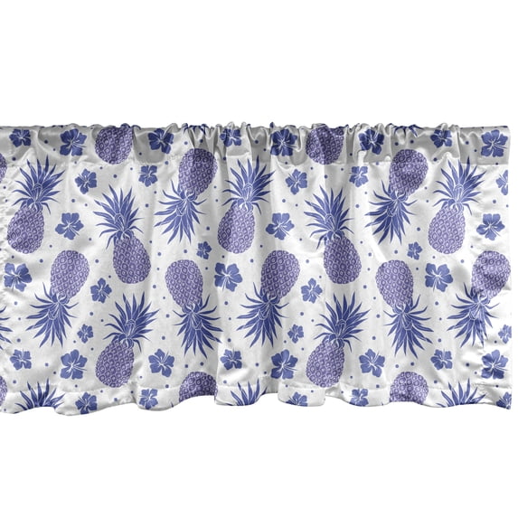 Ambesonne Tropical Window Valance, Hibiscus and Pineapple, 54" X 18", Lavender and Purple