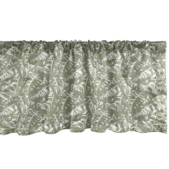 Ambesonne Tropical Window Valance, Palm Leaves Digital Art, 54" X 18", Sage Green and White