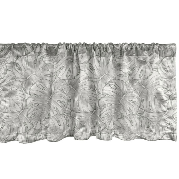 Ambesonne Tropical Window Valance, Rainforest Giant Leaves, 54" X 18", Grey Dust