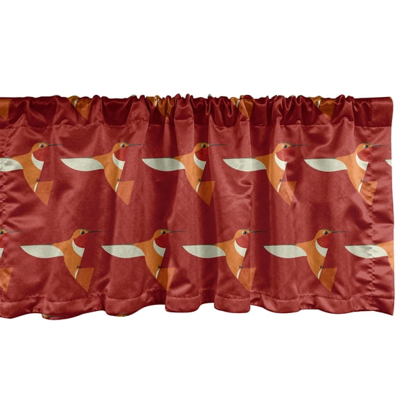 Ambesonne Tropical Window Valance, Repeating Humming Birds, 42" x 12", Ruby Burnt Orange and Beige