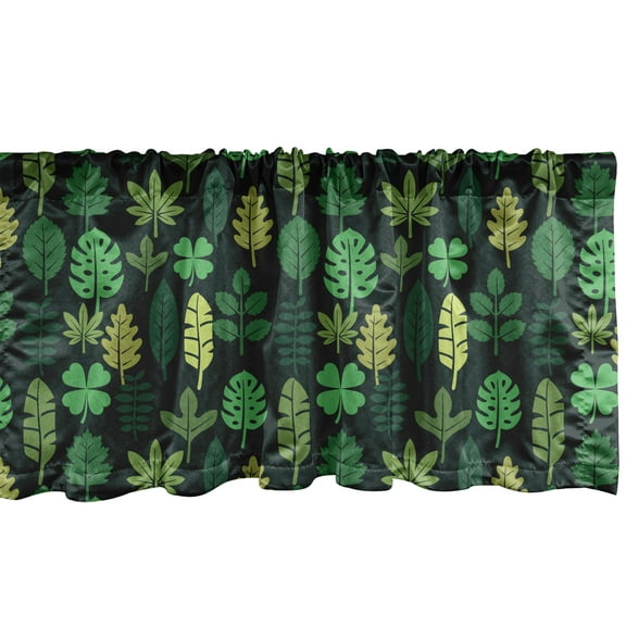 Ambesonne Tropical Window Valance, Simplistic Exotic Leaf Art, 54" X 12", Lime Green and Emerald