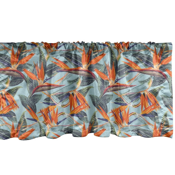 Ambesonne Tropical Window Valance, Strelitzia Reginae Art, 54" X 12", Burnt Sienna and Jade Green