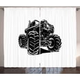 thumbnail image 1 of Ambesonne Truck Curtains 2 Panel Set, Modified Monster Pickup, 108" x 96", Black White, 1 of 3