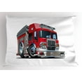 thumbnail image 1 of Ambesonne Truck Pillow Sham, Cartoon Style Illustration, 26" X 20", Pale Grey Red, 1 of 2