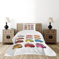 thumbnail image 1 of Ambesonne Truck Quilted Bedspread Set 2 Pcs, Colorful Food Trucks, Twin Size, Multicolor, 1 of 3