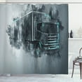 thumbnail image 1 of Ambesonne Truck Shower Curtain, Cargo Delivery Theme, 69"Wx70"L, Grey Turquoise, 1 of 3