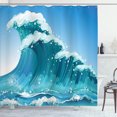 thumbnail image 1 of Ambesonne Tsunami Shower Curtain, Exotic Ocean Waves Cartoon, 69"Wx75"L, Blue Turquoise, 1 of 4