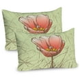 thumbnail image 1 of Ambesonne Tulip Pillow Sham 2 Pack, Romantic Flower Sketch, 30"x20", Pale Green Coral Yellow, 1 of 3