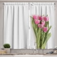 thumbnail image 1 of Ambesonne Tulips Kitchen Curtains, Pink Spring Flowers Bouquet, 55"x24", White Pink Olive Green, 1 of 3