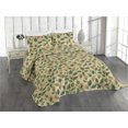 thumbnail image 1 of Ambesonne Tulips Quilted Coverlet 3 Pcs, Wild Boho Leaves Print Art, Queen Size, Fern Green Avocado Green, 1 of 4