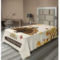 thumbnail image 1 of Ambesonne Turkey Flat Sheet, Fall Season Animal Leaf, Twin Size, Brown Orange Yellow, 1 of 1