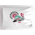 thumbnail image 1 of Ambesonne Turkey Pillow Sham, Thanksgiving Animal, 36" X 20", Sea Green White, 1 of 2