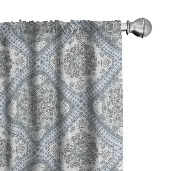 Ambesonne Trippy Floral Window Curtains, Boho Cold Swirls Art, Each 28" W x 63" L, Pale Mauve White Grey