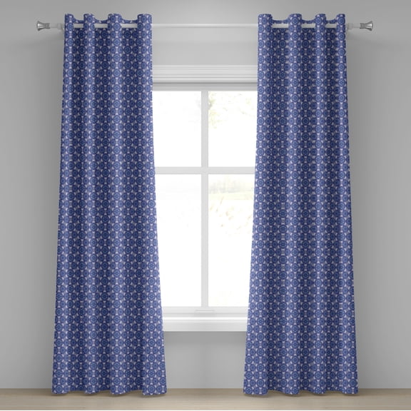 Ambesonne Turkish Pattern Grommet Curtain, Blue Mosaic, 50" x 72", Royal Blue Pale Blue