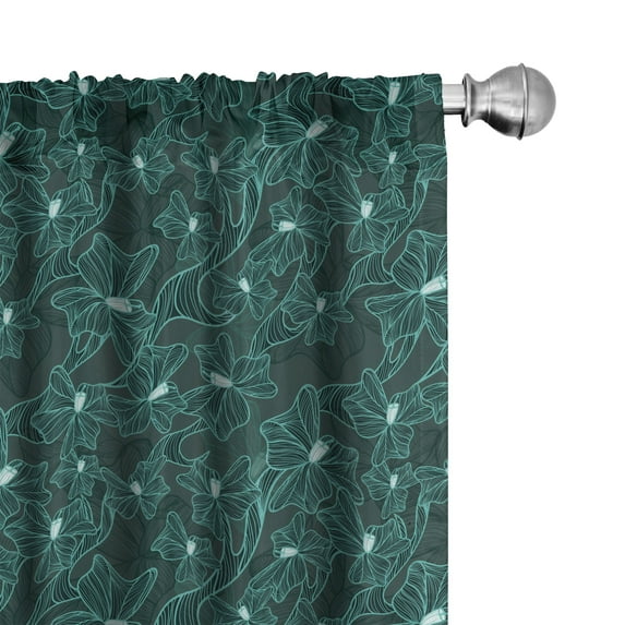 Ambesonne Turquoise Window Curtains, Baroque Inspired Foliage, Each 28" W x 63" L, Teal