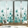 thumbnail image 1 of Ambesonne Turquoise 4-Panel Curtains, Chill Flowering Poppy Art, 56"x84", Mint Green Seafoam White, 1 of 3