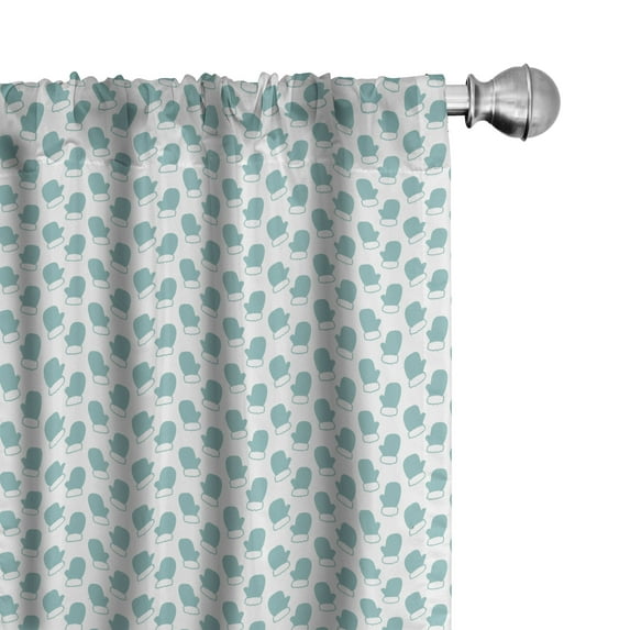 Ambesonne Turquoise Window Curtains, Winter Snow Gloves, Each 28" W x 95" L, White and Pale Blue
