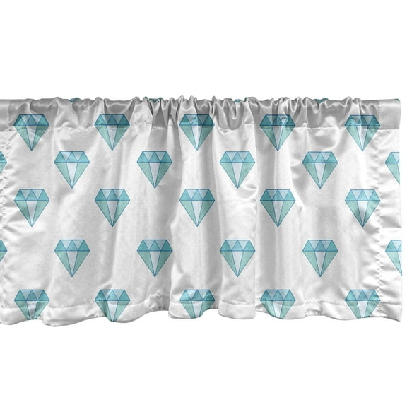 Ambesonne Turquoise Blue Window Valance, Crystal Diamond Form, 54" X 12", Turquoise Pale Blue