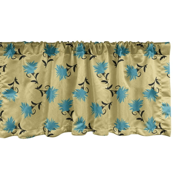 Ambesonne Turquoise Blue Window Valance, Petal with Peduncle, 54" X 18", Camel Dark Turquoise