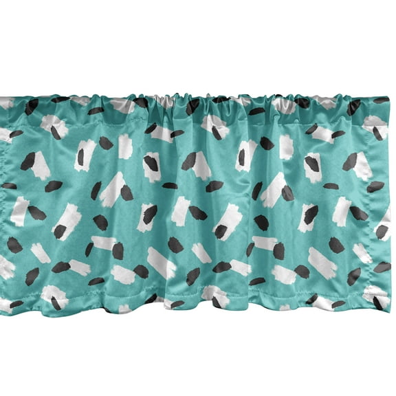 Ambesonne Turquoise Blue Window Valance, Quirky Brushstrokes, 54" X 12", Turquoise Dark Grey