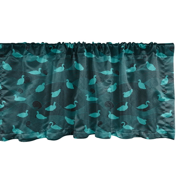 Ambesonne Turquoise Blue Window Valance, Waterfowl Birds Wave, 54" X 12", Petrol Blue Turquoise