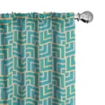 thumbnail image 1 of Ambesonne Turquoise Curtains, Art Deco Square Lines, Pair of 28"x84", Turquoise Yellow, 1 of 5