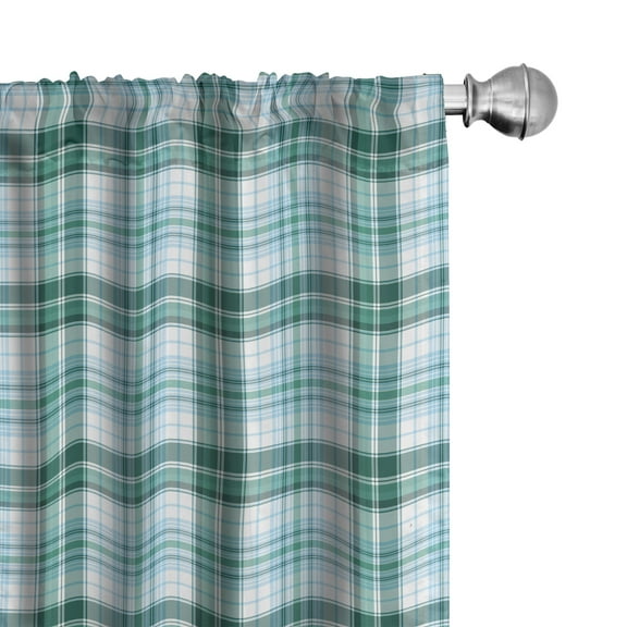 Ambesonne Turquoise Curtains, Checkered Tartan, Pair of 28"x84", Sea Green Pale Blue