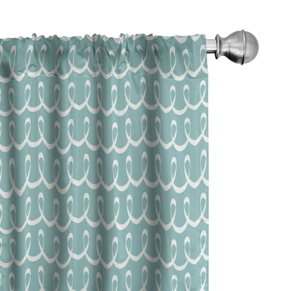 Ambesonne Turquoise Curtains, Sea Life Curved Lines, Pair of 28"x63", White and Pale Blue