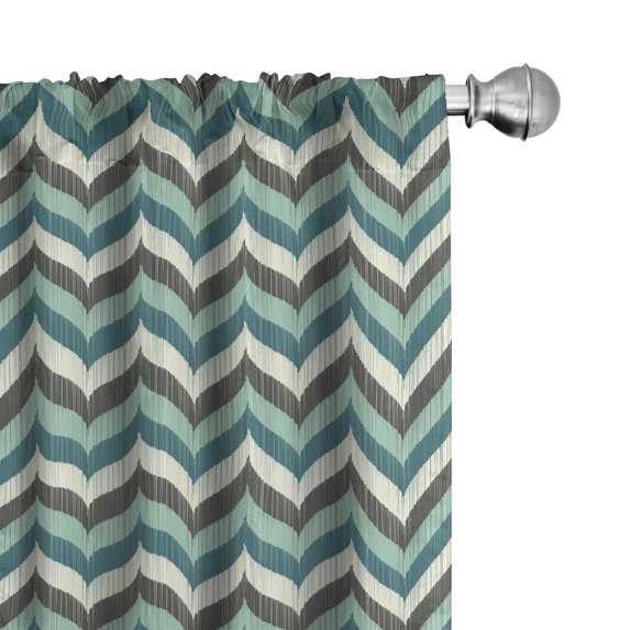 Ambesonne Turquoise Curtains, Striped Chevron Leaves, Pair of 28"x63", Multicolor