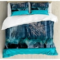 thumbnail image 1 of Ambesonne Turquoise Duvet Cover Sets, Marble Caves Chile, 2-King, Purple Grey and Turquoise, 1 of 7