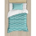 thumbnail image 1 of Ambesonne Turquoise Duvet Cover Sets, Retro Squared Rounds, 2-Twin, Petrol Blue and White, 1 of 3