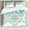 thumbnail image 1 of Ambesonne Turquoise Duvet Cover Sets, Vintage Floral Boho, 2-King, Green Tan, 1 of 7