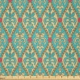 thumbnail image 1 of Ambesonne Turquoise Fabric by the Yard Microfiber, Vintage Foliage Leaf, 5 Yards, Blue Tan Pink, 1 of 2