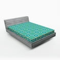 thumbnail image 1 of Ambesonne Turquoise Fitted Sheet, Art Deco Square Lines, Queen Size, Turquoise Yellow, 1 of 2