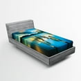 thumbnail image 1 of Ambesonne Turquoise Fitted Sheet, Clouds Ocean Nature, Twin Size, Turquoise and White, 1 of 2