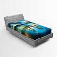 thumbnail image 1 of Ambesonne Turquoise Fitted Sheet, Clouds Ocean Nature, Twin XL Size, Turquoise and White, 1 of 2