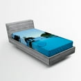 thumbnail image 1 of Ambesonne Turquoise Fitted Sheet, Pool Tropical Island, Twin Size, Turquoise Green, 1 of 2