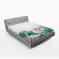 thumbnail image 1 of Ambesonne Turquoise Fitted Sheet, Retro Hibiscus Art, Queen Size, Beige Teal, 1 of 3