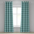 thumbnail image 1 of Ambesonne Turquoise Grommet Curtain, Checkered Tartan, 50" x 120", Sea Green Pale Blue, 1 of 6