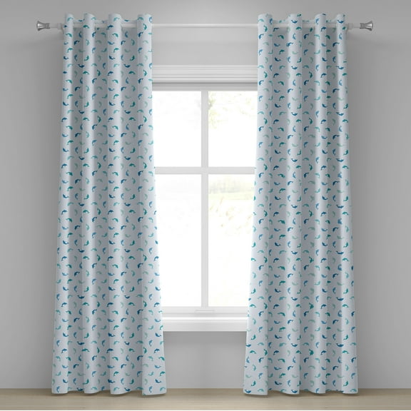 Ambesonne Turquoise Grommet Curtain, Jumping Mammals, 50" x 120", Turquoise Blue Navy