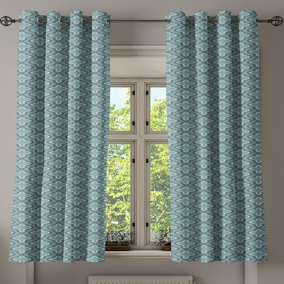 Ambesonne Turquoise Grommet Curtain, Shapes Rounds, 50" x 54", Turquoise Brown