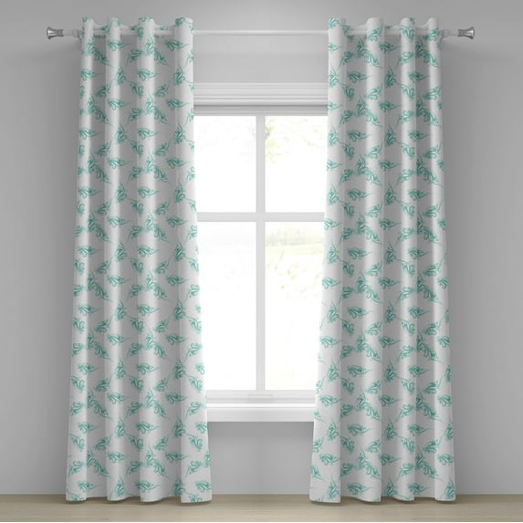 Ambesonne Turquoise Grommet Curtain, Swirling Branch Lines, 50" x 120", Turquoise
